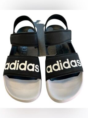 Adidas Sandals with Black and White Logo Strap NWT